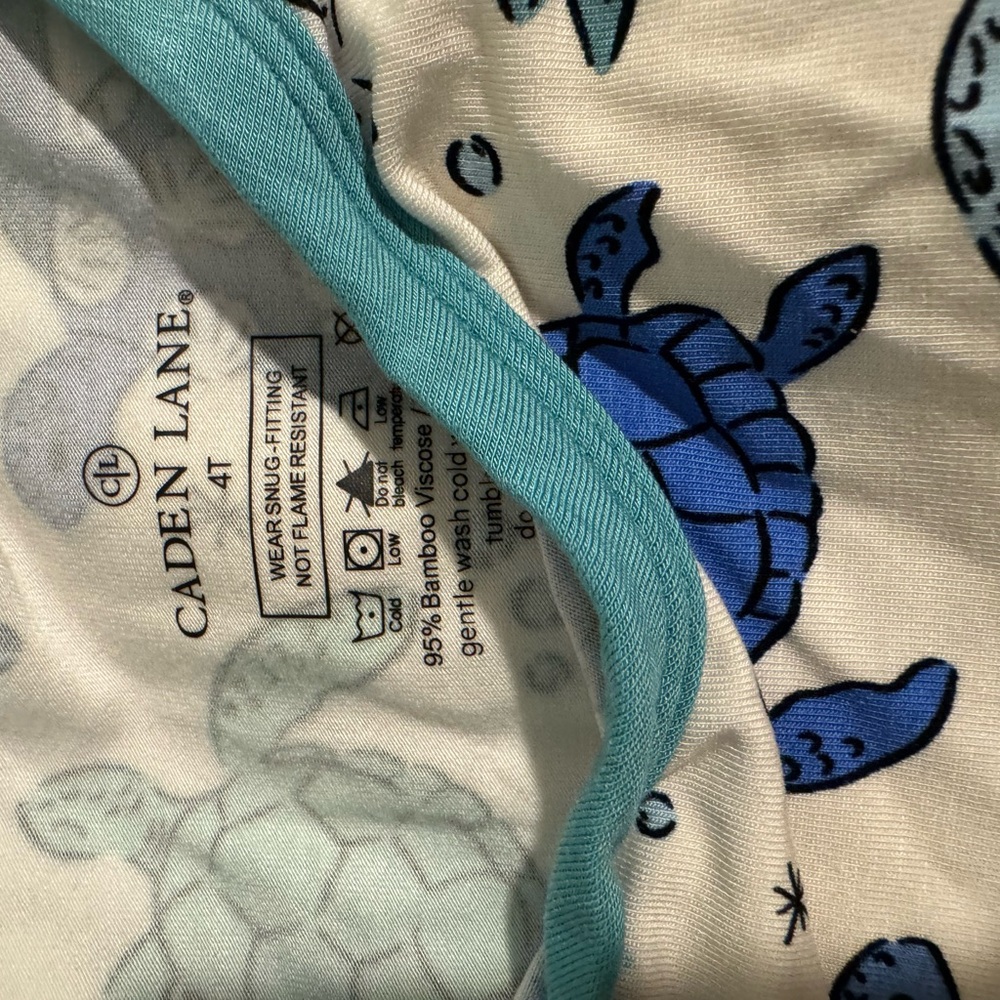 Caden Lane Blue and Cream Kids' Pajama Set - Picture 4 of 4